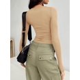 thumbnail image 3 of ORUYROP T-Shirts à Manches Longues pour Femmes Mode Automne 2023 Crop Tops Basiques Ajustés Y2K, 3 of 5