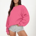 thumbnail image 2 of 2025 Chandail à Manches Longues pour Femmes Couleur Court Décontracté Col Rond Coupe Ample Chandail à Bande Chandail à Capuchon Pollover Molleton Automne Chandail pour Femmes, 2 of 7