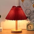 thumbnail image 1 of Table Lamp For Bedroom Infinitely Dimmable Nightstand Lamp With Umbellate Flaxen Fabric Shade For Living Room Office Dorm Solid Wood LED Bulb Included, 1 of 7