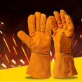 thumbnail image 5 of Leather Cowhide Work Gloves Heat-proof Metal Welding Protector Soldering Welding Gloves Tools, 5 of 5
