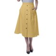 thumbnail image 1 of Moomaya Womens Below Knee Length A-Line Skirt Front Button Casual Skirt w/ Pockets, 1 of 6