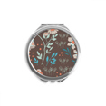 thumbnail image 1 of Brown Flower Paint Hand Compact Mirror Round Portable Pocket Glass, 1 of 3