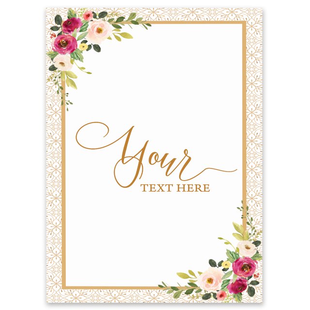 Darling Souvenir MADE WITH LOVE PersonalizedWelcomeBannerWatercolor Flower With Border,Custom Text Poster Party CollectionWelcomeSignGreat For Wedding, Birthday, Engagement Party- 18x12