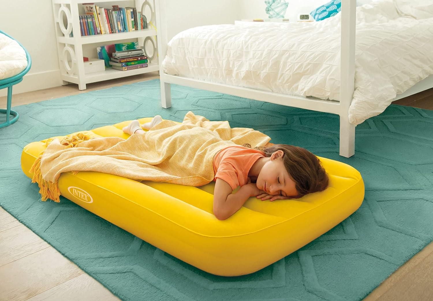 Intex Cozy Kidz™ Single Air Mattress with Fiber Tech, Ages: 3-10, (Colour may vary - blue or orange)