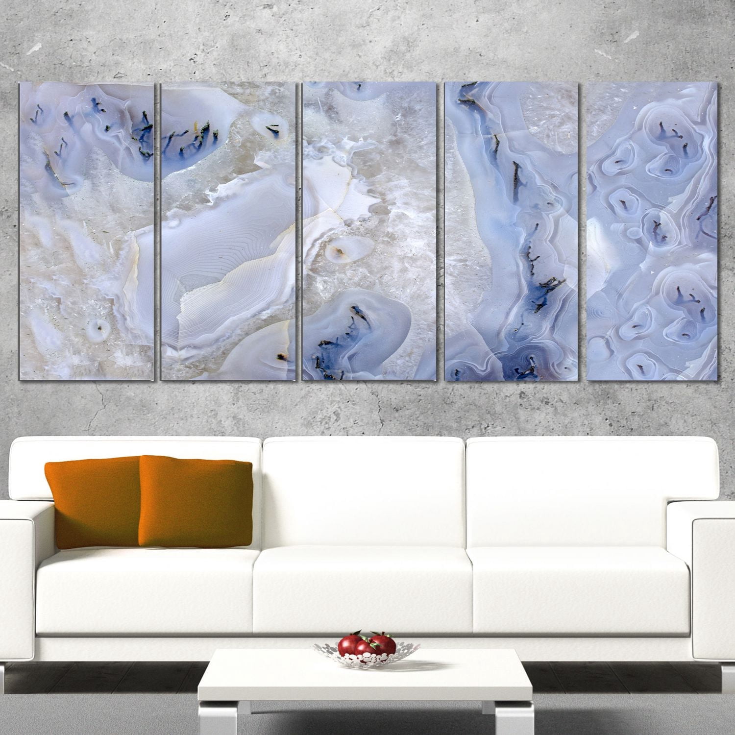 Tableau imprimé sur toile Design Art pierre d'Agate avec arrière-plan abstraite