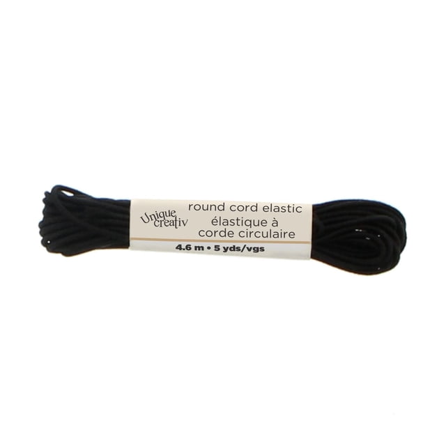UNIQUE CREATIV Round Cord noir Elastic, 1.3 mm (0.05 in), 4.6 m (5.03 yd)