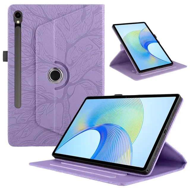 360 Rotation Cover For Samsung Galaxy Tab S9 FE Case 10.9 inch 2023 Tree Embossed Case Funda For Galaxy Tab S9 FE Tablet Cover purple Tab S9 FE 10.9 inch