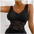 thumbnail image 2 of Ensemble de Justaucorps à Bretelles en Dentelle pour Femmes, Gilet en Maille Ajourée Transparente, 2 of 7