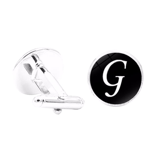 VONKY 1 Pair Men's Letter Cufflink Wedding Formal Initial Alphabet Stainless Steel Cufflink, Letter G