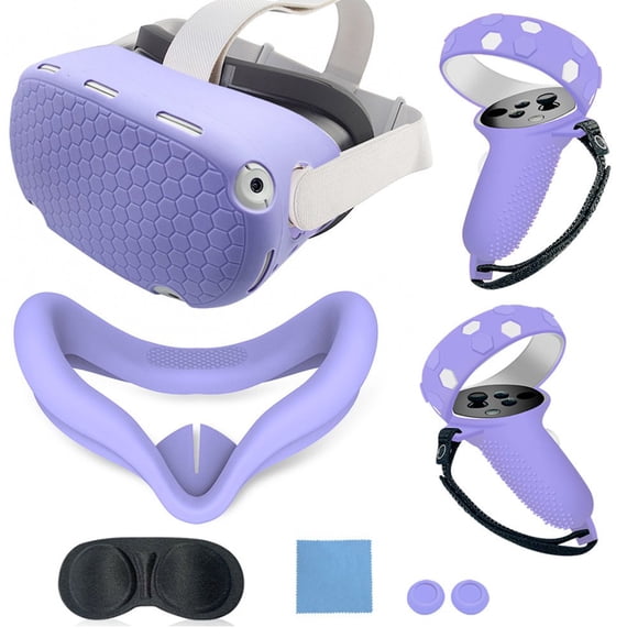 HLONK Casque VR Noir Lunettes VR avec Poignée Accessoires VR Haut de Gamme en Silicone Blanc