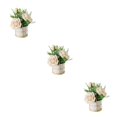 thumbnail image 3 of relayinert Simulation Flower Set Low Maintenance Easy To Clean Fake Peony Silk Hydrangea Flower Silk Artificial Flowers With Vase rose white 3Set, 3 of 6