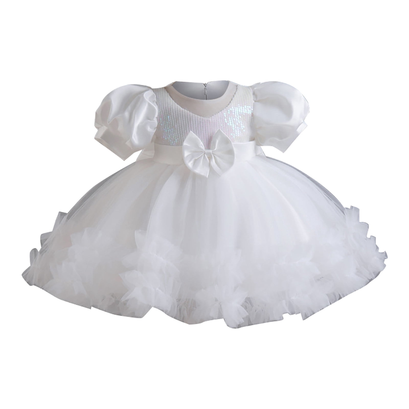 Robes de Cérémonie pour Filles à Manches Bouffantes, Robe de Bal pour Tout-Petits, Robe en Tulle pour Filles, Robe de Fête pour Filles 3-4 Ans