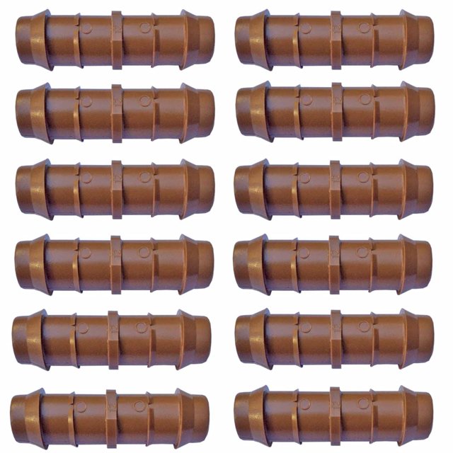 Habitech 1/2"" Coupling Drip Irrigation Fittings (12 Pack) - Barbed Drip Line Coupler Connectors compatible with Rain Bird and Most 1/2"" Tubing or Sprinkler Systems
