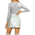 thumbnail image 3 of INSPIRE CHIC Haut d'Halloween pour Femme à Manches Longues Scintillant Pailleté Brillant Métallisé Hauts TG Argent, 3 of 6