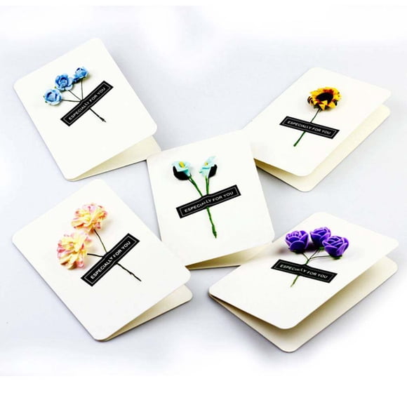 kurtrusly Carte de Souhaits en Papier Artisanale à Fleurs Séchées Rétro Nouvel An Noël Saint-Valentin Bricolage Carte-Cadeau