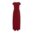 thumbnail image 4 of Ersazi Robe de Travail pour Femmes, Robe à Col en V pour Femmes, Couleur, Manches Courtes, Chiffon, Fermeture à la Taille, Robe de Soirée en Liquidation, Rouge, P, 4 of 7