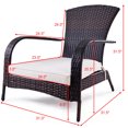 thumbnail image 3 of Gymax Wicker Rattan Patio Porch Deck Adirondack Chair Seat Cushion Mix Brown Outdoor, 3 of 10