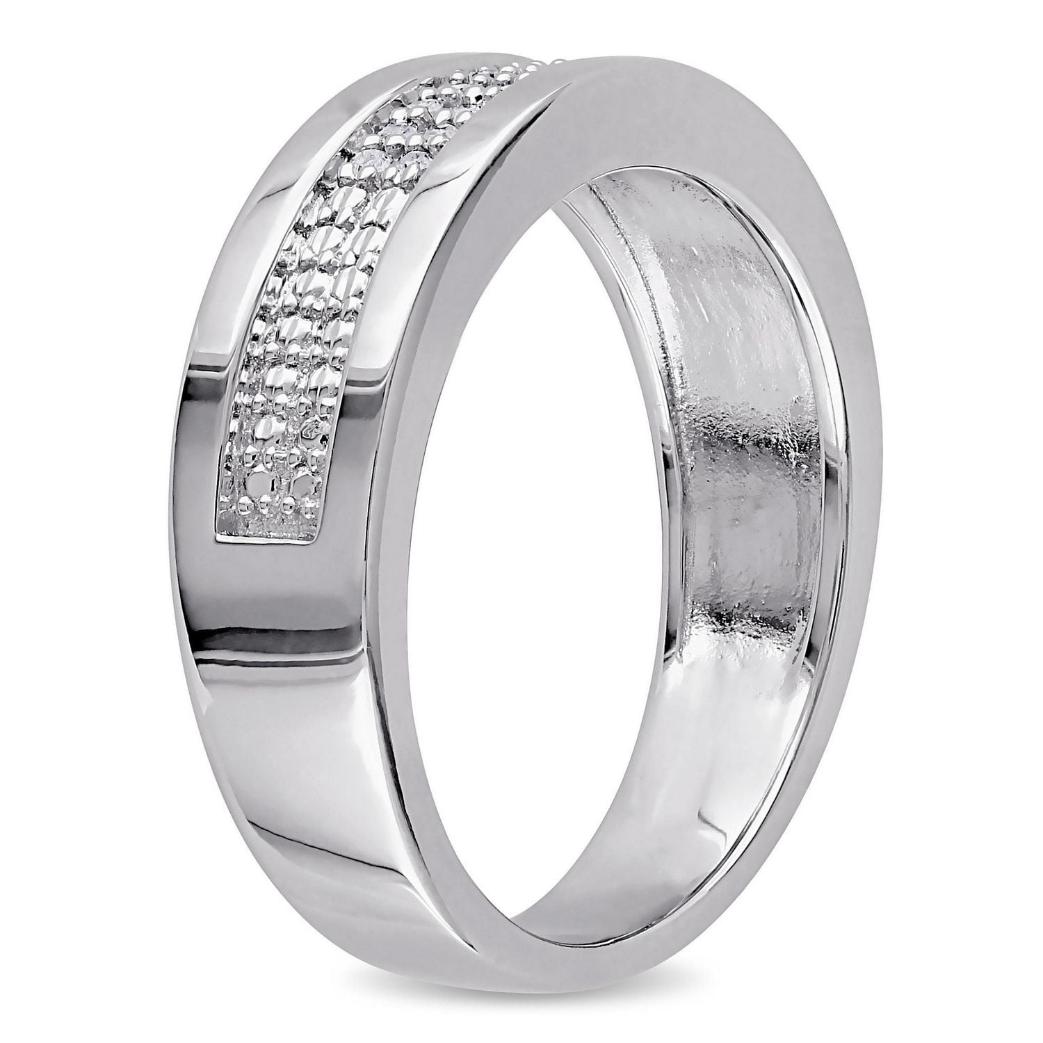 Bague pour homme Miabella avec diamants 1/10 CT poids total en argent sterling