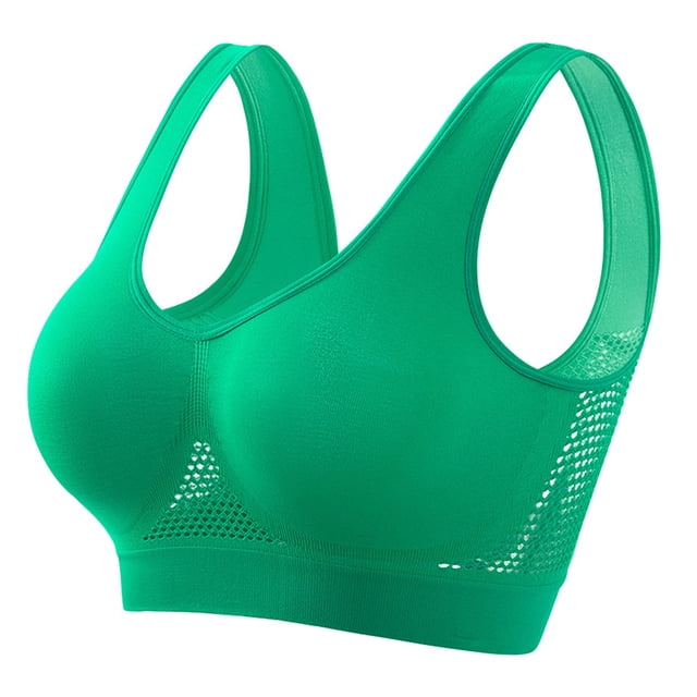 Front Closure Bras Women Full-Coverage Bra Feature V-Neck Soft Bra Style W-20 Green L