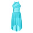 thumbnail image 3 of RUNQHUI Kids Girls Sleeveless Shiny Rhinestone Ruched Ballet Leotard Dress Lyrical Modern Contemporary Ballroom Light blue 10, 3 of 7