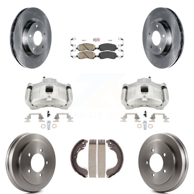 Transit Auto Front Rear Disc Brake Caliper Rotors Drums Ceramic Pads Kit (8Pc) for Car Jeep Patriot Compass Dodge Caliber Chrysler Sebring Avenger KC8-101594N