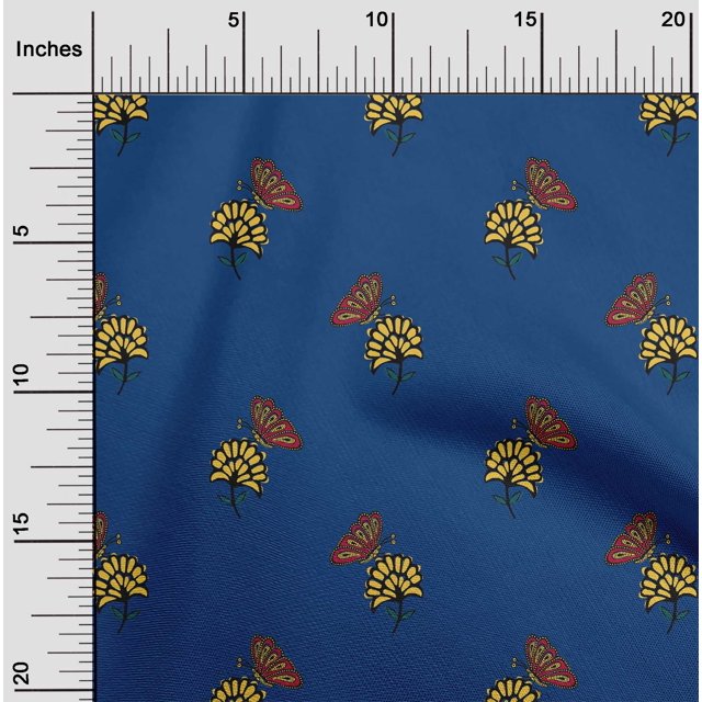 oneOone Organic Cotton Voile Fabric Floral & Block Print Sewing Fabric BTY 42 Inch Wide