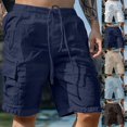 thumbnail image 4 of MYG Mens Summer Loose Solid Color With Pockets Cargo Shorts Fashion Beach Streetwear, 4 of 7