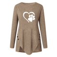 thumbnail image 3 of Fridja Womens O-Neck Irregular Button Long Sleeve Print Casual Top Blouse, 3 of 5