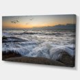 thumbnail image 2 of Vagues de Mer au Coucher du Soleil Troublé - Impression sur Toile Photo de Plage, 2 of 3