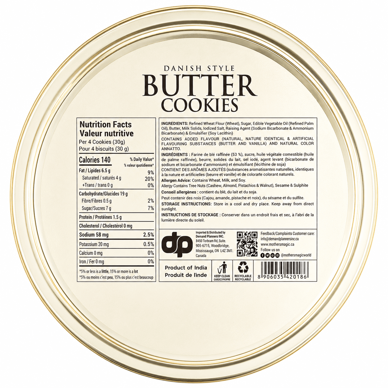 Chewbert Biscuits au Beurre de Style Danois en Boîte Métallique, 908 g