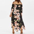 thumbnail image 3 of Drppepioner Women Off Shoulder Plus Size Lace Up Maxi Flowing Floral Print Dress, 3 of 5