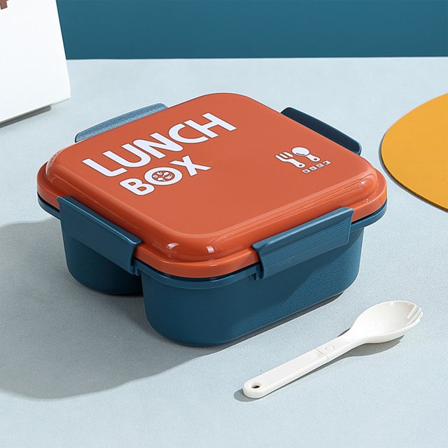 BUTASY Bento Box Border Student Bento Box Children Sealed Fruit Box Salad Box Work Microwave Lunch Box Chopsticks Dip Container Cute Kids Bento Lunch Box