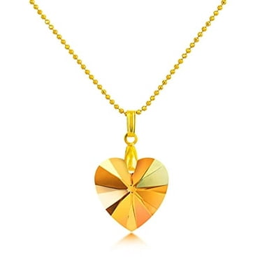 MASCOT Cristal Délice Novembre Topaze Dorée Pierre de Naissance Collier - Pendentif Cœur Cristal Swarovski, 18 Pouces