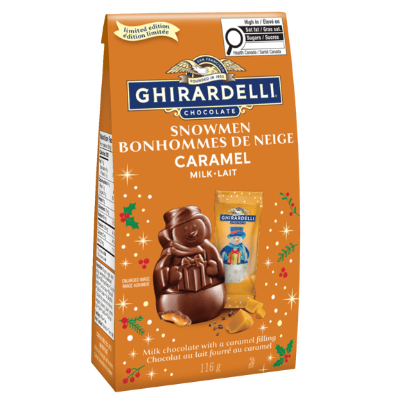GHIRARDELLI Milk Chocolate Caramel Snowman Bag, 116g