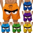 thumbnail image 1 of Lcziwo Men's Board Shorts Face Print Drawstring Elastic Waist Swim Trunk Casual Summer Beach Quick Dry Bathing Suit Orange,XXL, 1 of 6