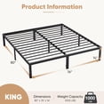 thumbnail image 3 of edx 14" High King Size Bed Frame No Box Spring Required, Heavy Duty Metal, Sturdy Steel Slat Support with Under Bed Storage, 3 of 10