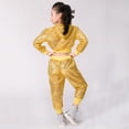 thumbnail image 3 of Sunnyoo Girls Shiny Sequins Outfits Long Sleeve Tops Pants Performance Party Dance S 2 Piece Clothes Set, 3 of 7
