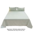 thumbnail image 3 of Gingham Washed Cotton 3-Piece Bedding Set – Flat Sheet & 2 Pillowcases – Solid Color Minimalist Bed Sheet Set for Bedroom, Holiday Gift, 3 of 5