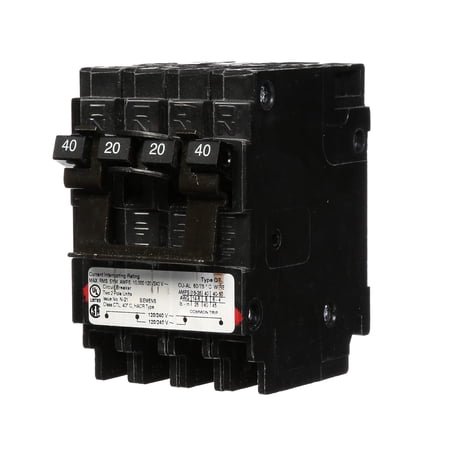 Siemens Q24020CT2 One 20-Amp One 40-Amp Double Pole Circuit Breaker
