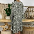 thumbnail image 5 of Womens Summer Dresses Ladies Plus Size Loose Print Long Sleeve V Button Mini Summer Dress Green XL, 5 of 5