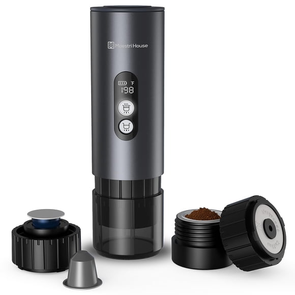 Maestri House Machine à Espresso 150W avec Autochauffage Rapide 2-3 Min, Machine à Espresso de Voyage Portable avec Petit Porte-Tasse à Thé Aussi Support pour Capsu NS