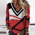 thumbnail image 2 of CEHVOM T-shirt Décontracté à Manches Longues Imprimé Patchwork Col en V pour Femmes Printemps Automne en Liquidation, 2 of 5