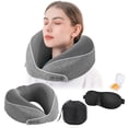 thumbnail image 4 of Wzzjkit 4PCS Neck Pillow with Eye Mask Earplugs Storage Bag, Breathable Travel Airplane Pillow, Solid Color Travel Pillow for Plane Car Home Recliner Use, 4 of 6
