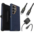 thumbnail image 1 of OtterBox Galaxy S24 Ultra (Seulement) - Étui Defender Series Pro - Chaussures en Suède Bleues - Sans Écran - Robuste et Durable - avec Protection de Port - Étui-Clip Comprend - Trousse de Recharge Murale USB-C vers USB-C, 20 W., 1 of 9