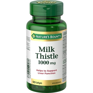 NATURE'S BOUNTY Milk Thistle 1000Mg, Helps Support Liver Functionand Helps To Protect Liver, Multi-Coloured