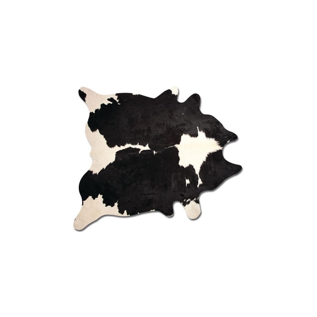 H-Natural Tapis en Peau de Vache Kobe 5 Pieds X 7 Pieds avec Motif Naturel Noir et Blanc, texture Douce à Poil Ras et Forme Organique Irrégulière, Conçu pour la Durabilité et la Résistance aux Taches dans les Zones Intérieures à Fort Passage, Convient pour Ajouter Chaleur et style à la Déco de la Maison.