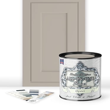 ALL-IN-ONE Peinture, Peinture Durable pour Armoires et Meubles. Apprêt et Couche de Finition Intégrés, Aucun Sablage Nécessaire. Comprend Notre Carte de 30 Couleurs en Vedette - Oyster, Quart