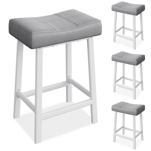 Bar Stools, Set of 2 or 4 Bar Chairs, Counter Height Stools, Saddle Barstools with Curved Surface, 20" W, 3.2" Thick Upholstery, for Kitchen, Dining Room, Cafe