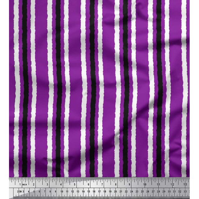 Soimoi Cotton Poplin Fabric Stripe Block Print Fabric by Yard 56 Inch Wide
