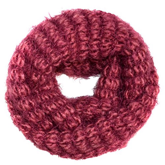 Peach Couture Trendy Multi Color Warm Cozy Fuzzy Chunky Knit Winter Infinity Scarves Maroon 88